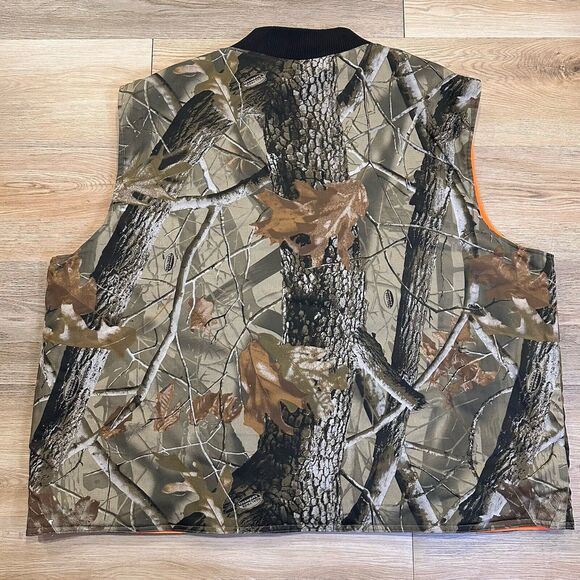 Bob Allen Realtree Hardwoods Camo Orange Reversible Hunting VEST Mens XXL New - Picture 7 of 12